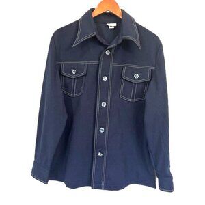 70’s Leisure Disco Jacket Navy Blue Kings Road Vintage